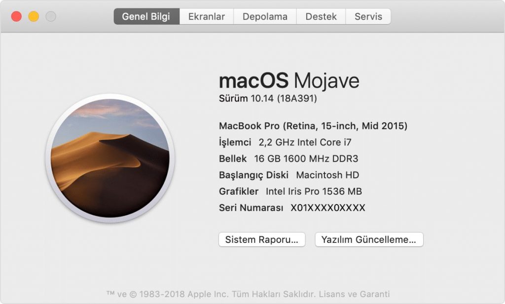 Macbook Sürüm Öğrenme (Model Öğrenme)