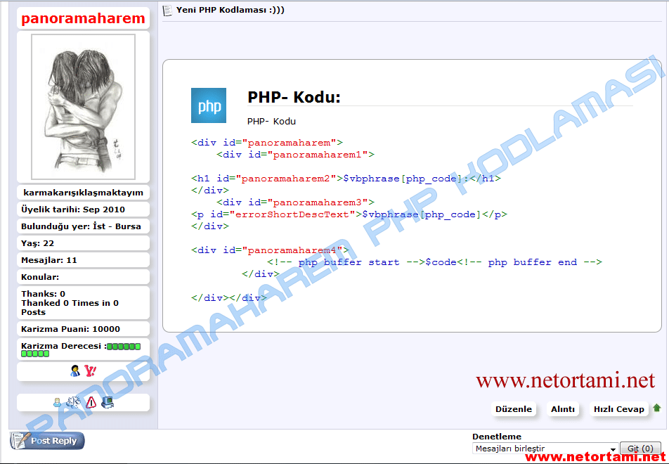 vBulletin PHP Kod Bloğu