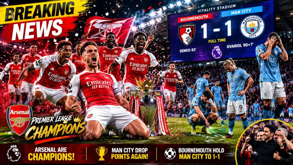 Arsenal Şampiyon Oldu! 22 Yıl Sonra Tarihi Zafer Netortami.Net Manchester City puan kaybetti Arsenal şampiyon oldu